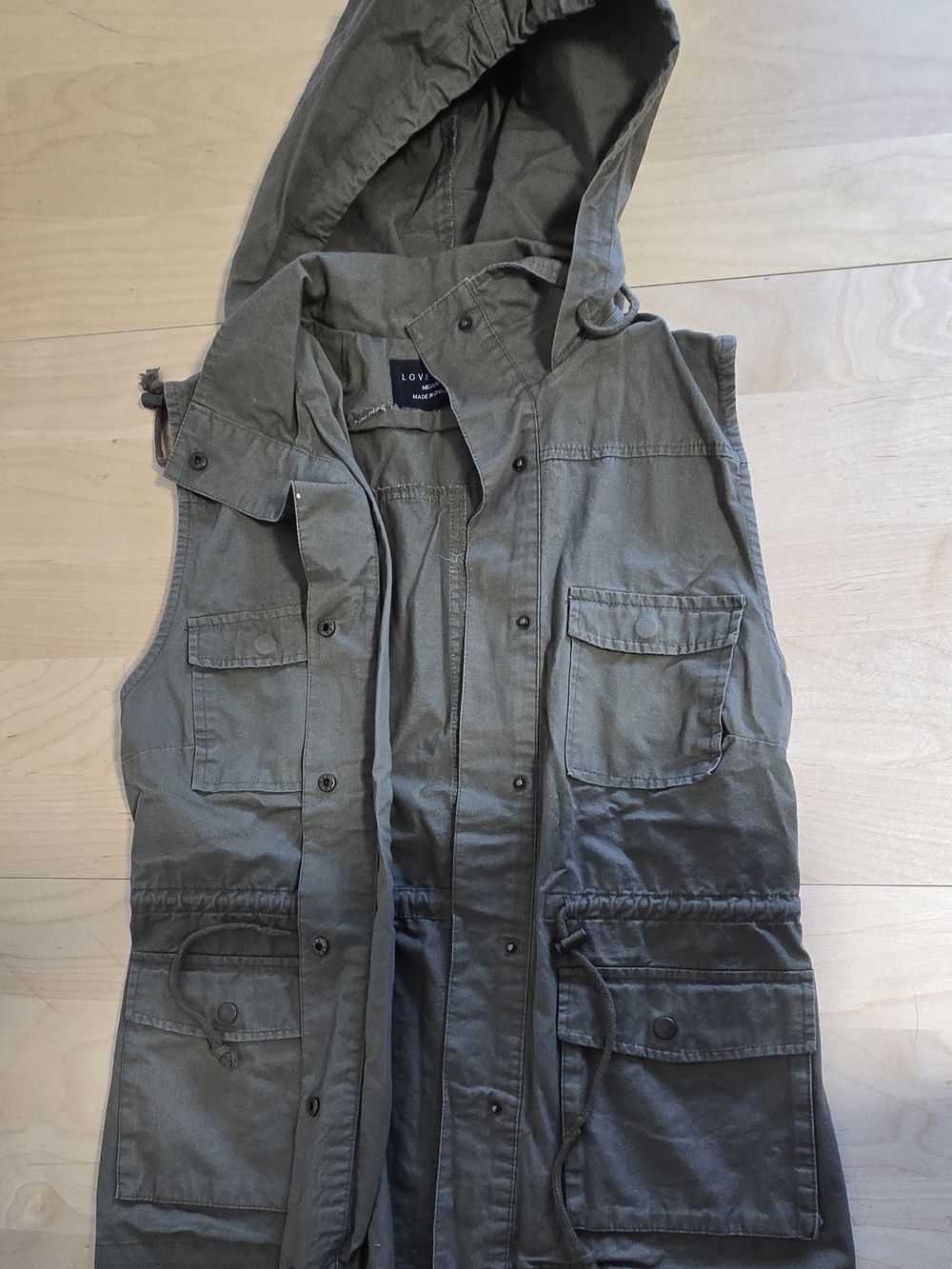 Love Tree Olive Green Hooded Utility Vest